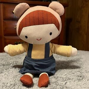 LINZY Baby Doll Striped Shirt Plush Doll with Blue Overalls 13 in Cute Overalls